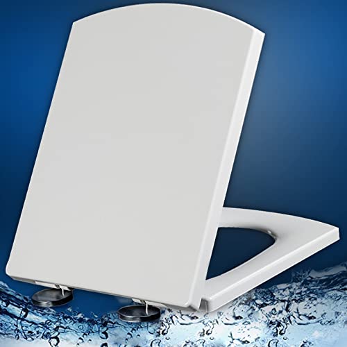 Universal-Toilettensitz mit Absenkautomatik, weiß, mit Schnellverschluss, Befestigung Oben, quadratischer WC-Deckel, Premium Universal, weiß