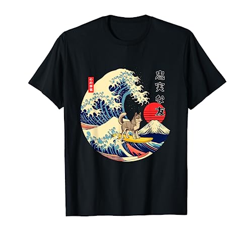 Alaskan Klee Kai Kanagawa Wave Surf Loyal Dog T-Shirt