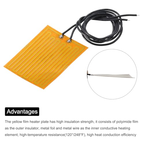 QUARKZMAN Heizfolie Heizplatte, 4,2W 5V Polyimid Heizpad, selbstklebende PI Heizelemente Folie 47mmx37mm Heizstreifen für konstante Temperatur, Packung mit 4 Stück