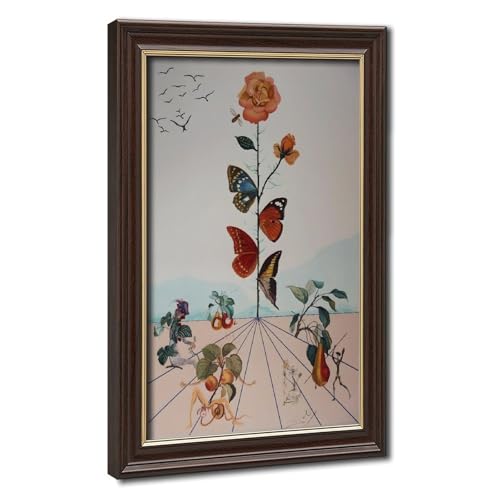 Toile papillon rose Dali décoration murale de salon cadre suspendu 30x45