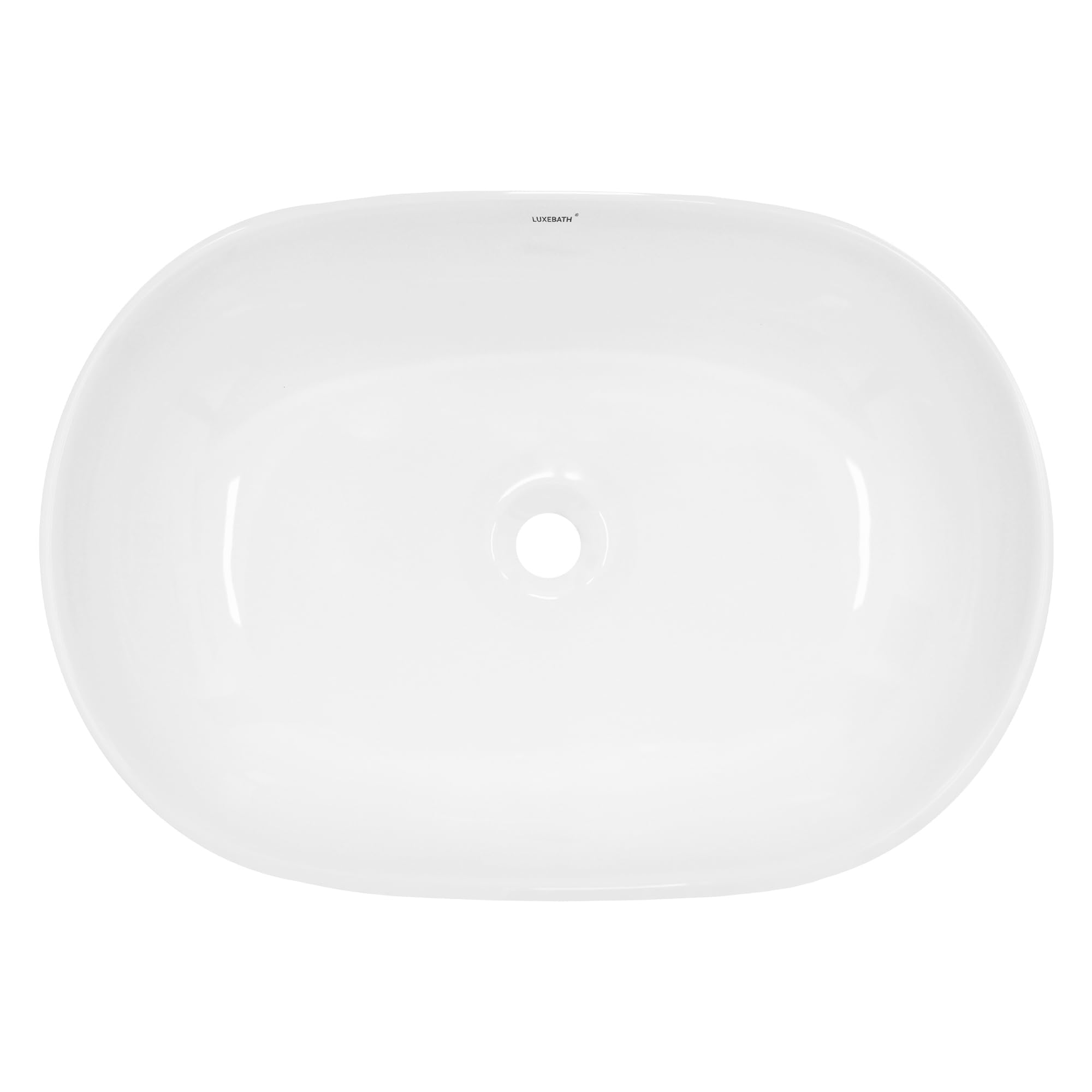LuxeBath Waschbecken Keramik 600x420x145 mm, oval, Weiß mit Ablaufgarnitur Weiß, Aufsatzwaschbecken für Badezimmer/Gäste-WC, Modernes Aufsatzbecken, Waschtisch Waschschale Waschplatz Handwaschbecken