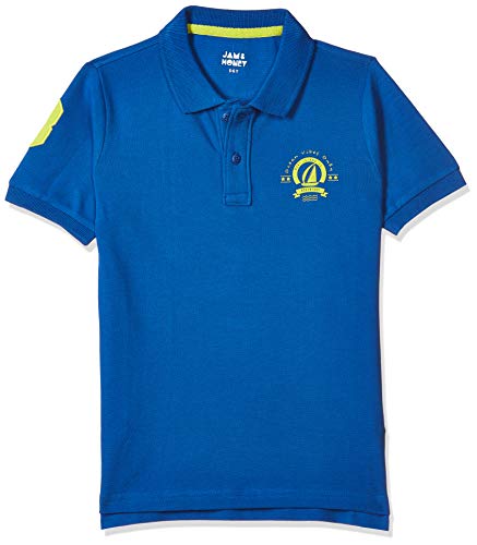 Image of Amazon Brand - Jam & Honey T Shirts for Boys | Regular Fit Solid Print Boys Polo | 100% Cotton Half Sleeves Boys Tshirt