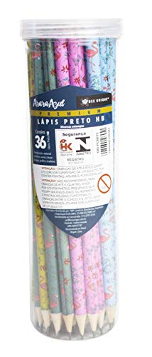 Lápis Preto HB Premium Redondo - Tubinho 36Un- Estampas Sortidas, Bee Unique