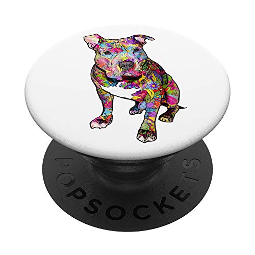 Pitbull Mom Pit bull Lover Hippie Peace Pink Cute Dog Mama PopSockets PopGrip: Swappable Grip for Phones & Tablets