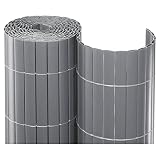 NOOR Sichtschutzmatte PVC 0,9 x 3m Silber I Wasserdichter Sichtschutz aus Kunststoff für Gärten I UV-beständige Zaunmatte für Tennisplätze und Balkone