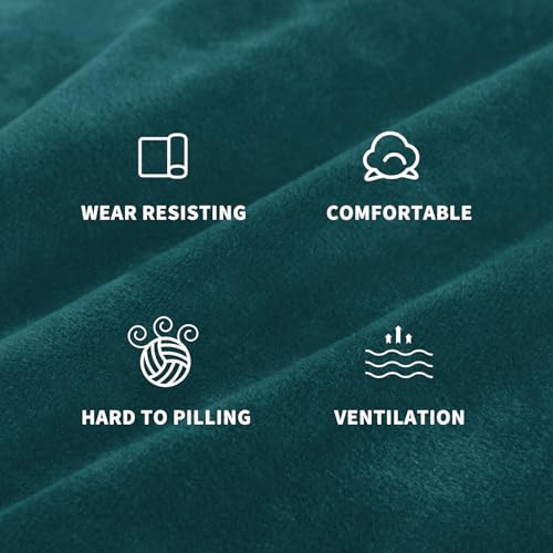 Image of ZNSAYOTX Stretch Velvet Recliner Cover 4-Pieces, Thick Soft Recliner Chair Slipcover with Pocket, Non-Slip Elastic Bottom for Kids Pet, Luxury Plush Reclining Protector Comfy Washable (Blackish Green)
