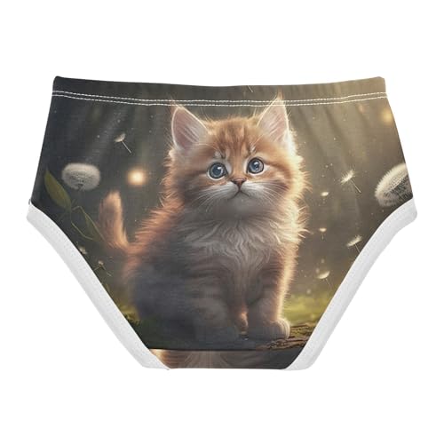 Cute Brown Kitten Cat Toddler Underwear Floral 2t Cotton Panties Little Girl Designer Briefs Undies Kids2