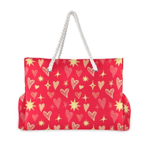Heart Star Shape Gold Beach Tote Bag for Women Waterproof Large Swim Pool Beach Bags with Zipper Travel Tote Bags Carry On Bag for Vacation Essentials Nurse Gym Grocery Yoga2