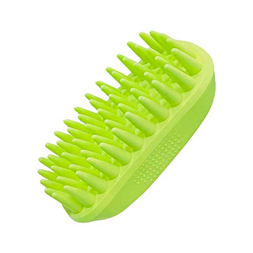 EGI Pet Silicone Shampoo Brush for Long & Short Hair, Anti-Skid Rubber Dog Cat Pet Mouse Grooming Shower Bath Brush Massage Comb Medium Large Pets Dogs Cats (Geen)