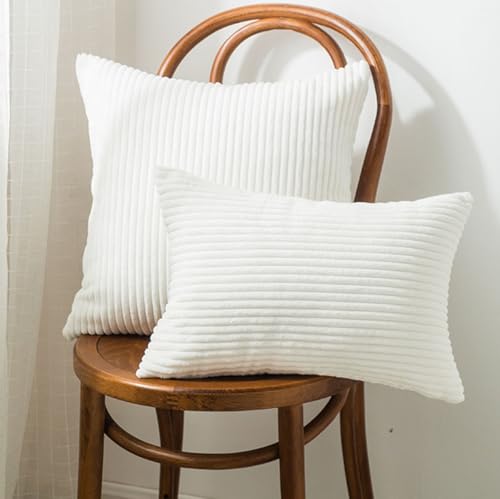 Fundas De Cojín 50x70 De Pana Funda Almohada 80x80 Juego De 2 - Con Cremallera Fundas Cojines Para Cama - Protector De Almohada Para Sofá,Transpirable Suave Lavable(#1,60x80 cm (Pack Of 2))