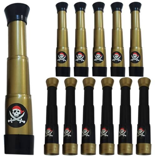 Toddmomy Telescopio Monocular de Juguete, 12 Piezas de Plástico Multifuncional Diseño Pirata, Adecuado para Ver a Larga Distancia en Fiestas Infantiles