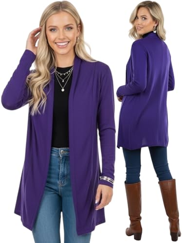 Image of ToBeInStyle Womens Open Front Long Sleeve Lightweight Asymmetrical Draped Cardigan with Side Pockets