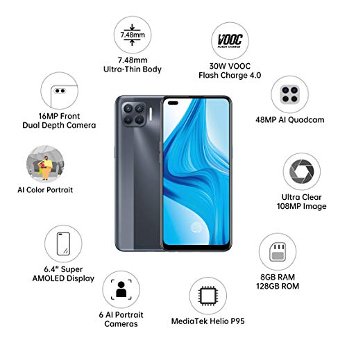 Image of OPPO F17 Pro (Matte Black, 8GB RAM, 128GB Storage) with No Cost EMI /Additional Exchange Offers