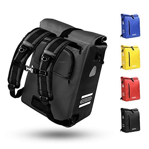 [Hakens Upgrade] Fahrradtasche für Gepäckträger Wasserdichte Fahrrad Gepäckträgertasche, Rucksack, Umhängetasche 3-in-Einem Hinterradtasche mit 3 Reflektoren für Einkaufen, Arbeit und Fahrradtour