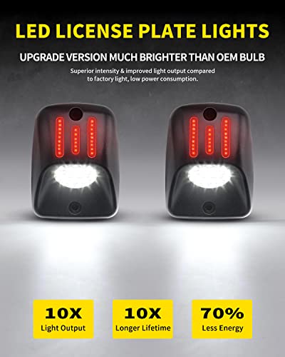Image of White LED License Plate Lights with Red OLED Neon Tube Tag Lamp Assembly Replacement Compatible with Toyota 1995-2004 Tacoma Pickup Truck, Pack of 2