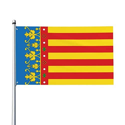 Bandera de la Comunidad Valenciana Bandera 3x5 pies Patio Jardín Césped Bienvenida Decoración Banner Interior Fiesta en casa Banderas