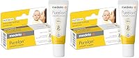 Medela Purelan Lanolin Cream, Nipple cream to relieve sore and cracked nipples, 100% natural, 7g (Pack of 2)