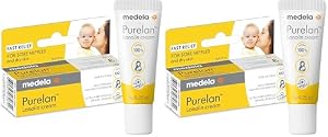 Medela Purelan Lanolin Cream, Nipple cream to relieve sore and cracked nipples, 100% natural, 7g (Pack of 2)