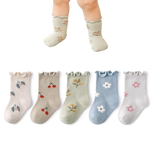 Baby Toddler Girls Ruffle Socks Little Girl Frilly Dress Socks for Newborn Infant Crew Cotton