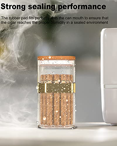 COOL KNIGHT Acrylic Humidor Portable Humidor Cigar Box, Cigar Humidor with Digital Hygrometer, Sealed Rectangular Cigar Box for Humidity Control and Transparent Container with Cedar Wood. (Gold) - Thumbnail 7