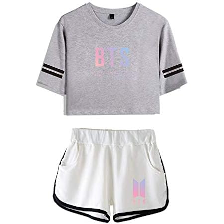 Amazon Bts 防弾少年団 半袖シャツ パンツ 上下セット ミニtシャツ ショーツ スウェットパンツ ジョガーパンツ 夏 ゆったり 薄手 スの 服を訓練します ショート丈 子供 成人服 人気 韓流応援服 グッズ グレー 1 Xl アイドル 芸能人グッズ 通販
