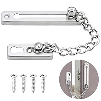 Türkette aus Edelstahl Tür Sicherheitskette Edelstahl Türsicherheitskette,Edelstahl Türkettenschloss Türsicherung Kettenschloss,mit Schrauben,für Hotel Familie Innentüren Türen Fenster(Silbrig)