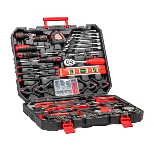 Set de herramientas 198 piezas con estuche plástico rojo y negro miniatura 2