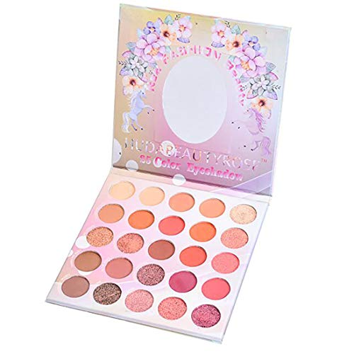 25 Colors Eyeshadow Palette Matte Eyeshadow Pallet Pigmented Shades Makeup Palette Set Shimmer Foils Eye Makeup Long Lasting Palette of Shades 25 Colors Waterproof and Sweatproof (Milk tea bean dish)