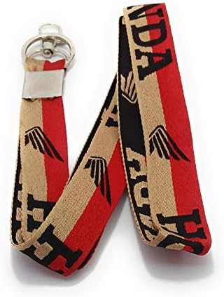 Key Tech Honda Embroidery Lanyard Id Card Holder Fabric Keychain (Red)