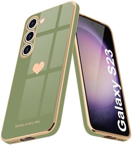 Teageo for Samsung S23 Ultra Case Cute Heart Pattern for Women Girls Slim Luxury Bling Plating Soft TPU Anti-Scratch Shockproof Bumper Phone Case for Samsung Galaxy S23 Ultra 5G, Lavender