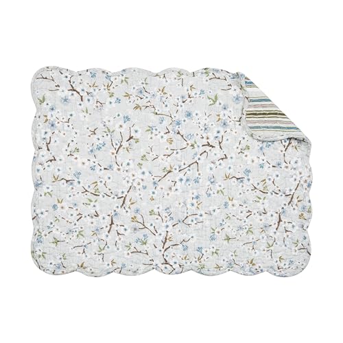 Image of 13 inch x 19 inch Serenity Quilted Vintage Floral Scalloped Spring Set of 6