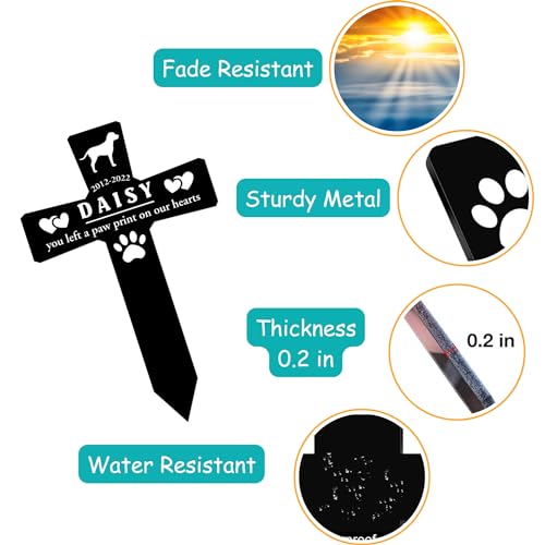 Heganits Personalized Pet Grave Markers Dog, Pet Headstones For Dogs For Lost Dog Sympathy Gift, Waterproof Dog Grave Markers Outdoor thumb #7