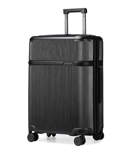 Image of Arctic Hunter 24 inch Check-in Trolley Bag Medium 65cm PC Hardshell Suitcase with Laptop Sleeve, TSA Lock & Silent 360 TPE Wheels, Anti-Collision Design,Black