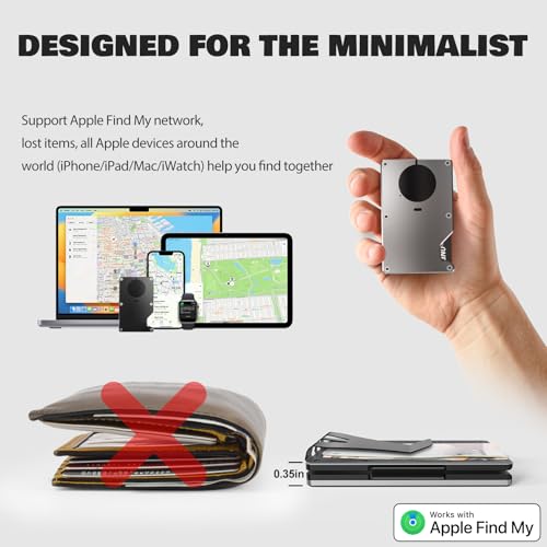 Air Wallet Build-in Finder Tag - Smart Tracker Wallet with Apple Find My, RFID Blocking Slim Wallet, Trackable Minimalist Front Pocket Credit Card Holder & Detachable Money Clip (Air, Army green)4