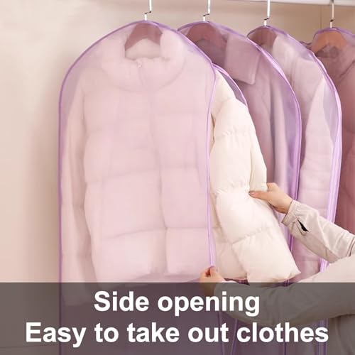 2 Purple Garment Bags for Hanging Clothes, NZA Dress Cover, Side Zipper, Fits Clothes Rod & Wardrobe, 60x90cm (24x35in) - Durable Storage Solution4