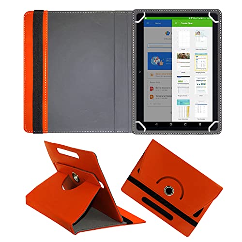 Image of Fastway Rotating Leather Flip Stand Case for DOMO Slate SL36 OS9, Orange | SC 10.1-Inch Tablet, Rotating Design