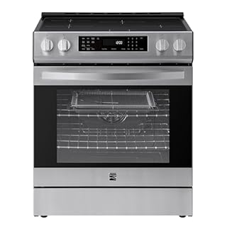 Kenmore 2296853 5.6 cu. ft. Front Control Electric Induction Range Oven - 4 Dual Ring Elements, True Convection, Air Fry, Self Clean, Turbo Boil, Chrome Racks, Storage Drawer - Stainless Steel