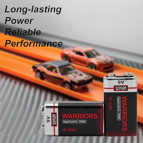 Warriors 4X 9V blockbatterie Batterie 9 Volt blockbatterie blockbatterien 9v alkalisch, Starke Leistung, Lange Lebensdauer, für Rauchmelder, Brandmelder, Alarmsensoren 6lr61 6F22 PP3 MN1604 (4)