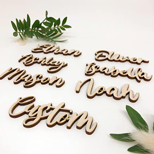 Customized Wooden Name Tags For Place Setting, Personalized Place Cards For Weddings, Bridal Showers And Events, Cursive Laser Cut Seating Cards (Gold) #TOP15
