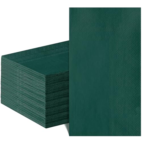 NatNarr 60 Pcs Dark Green Napkins Disposable Guest Bathroom Napkins Green Dinner Napkin for Wedding Baby Bridal Shower Birthday