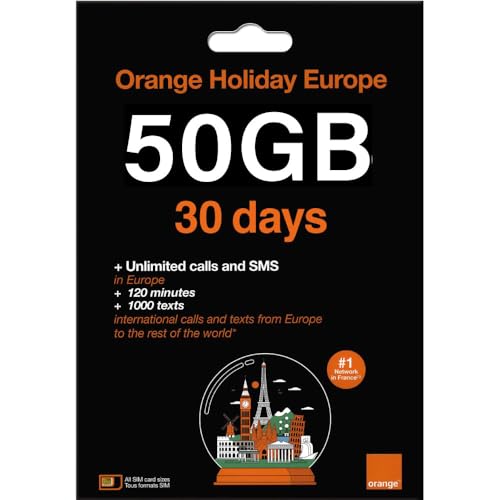 TSIM Europe Sim Card 30 Days 50GB Data with Unlimited Local Calls + 120 Minutes Call Home | 5G Network | Hotspot Tethering Allowed