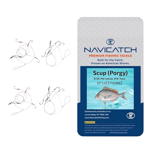 Navicatch Porgy Rig 3-Hook Hi Lo Pre-Tied Maruseigo #16 4-Pack