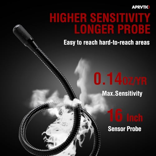 Refrigerant Leak Detector, Aprvtio ALD-200 Freon Leak Detector, Battery Powered, Freon Sniffer Automotive Halogen Gas Leak Detector for R134A R410A R22 R1234YF R600a R290 CFCs HCFCs HFCs HCs HFOs