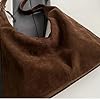 Trendy Suede Crescent Shoulder Bag Women Tote Bag Satchels Crossbody Purse Top-handle Travel College Work Tote Handbag, Coffee, S #5