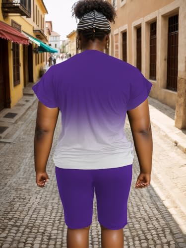 Women's Plus Size 2 Piece Outfits Sweatsuits Sets Summer Short Sleeve Tunic Tops Biker Shorts Tracksuit Sets2