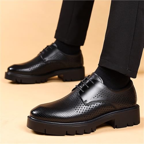 Men's Elevator Hollow Dress Shoes Summer Breathable Business Formal Loafers Thick Sole Wedding Slip On Leather Sandals for Office2