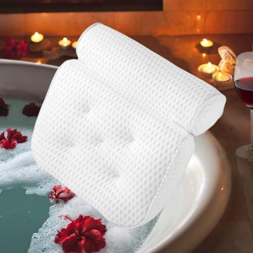 AIBAOBAO Bath Pillows for Head and Neck, Bath Cushion with 4D Air Mesh Technology With 7 Suction Cups, Super Soft Bathtub Pillows for Head And Neck, Shoulder for Women Hot Tub Bathtub, Jacuzzi and Spa