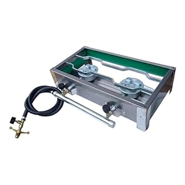 FOGÃO 2 BOCAS INOX FOGAREIRO PORTÁTIL + MANGUEIRA E REGISTRO