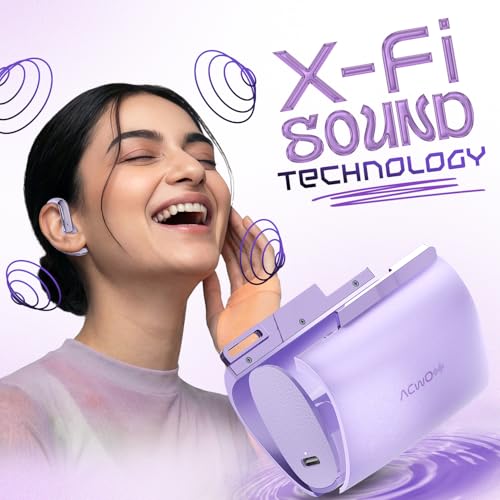 Image of ACwO DwOTS 575 Wireless Open Ear Earbuds, 60H Playtime, ENC Calling, 10mm Drivers, 3 EQ Modes, Fashion Purse Design, IPX5 Water & Sweat Resistant, Bluetooth Earbuds (Iris Purple)