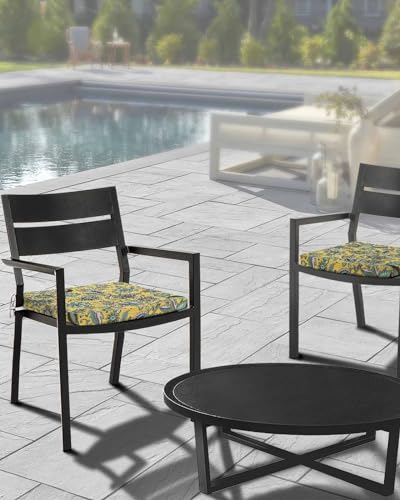 Edwiinsa Yellow Bohemian Indoor/Outdoor Seat Cushions Cover,Waterproof Patio Chaise Lounge Cushion Cover for Beach Pool Side Chair Cushions 22x22x2 Pieces Vintage Boho Paisley Mandala Ethnic Floral